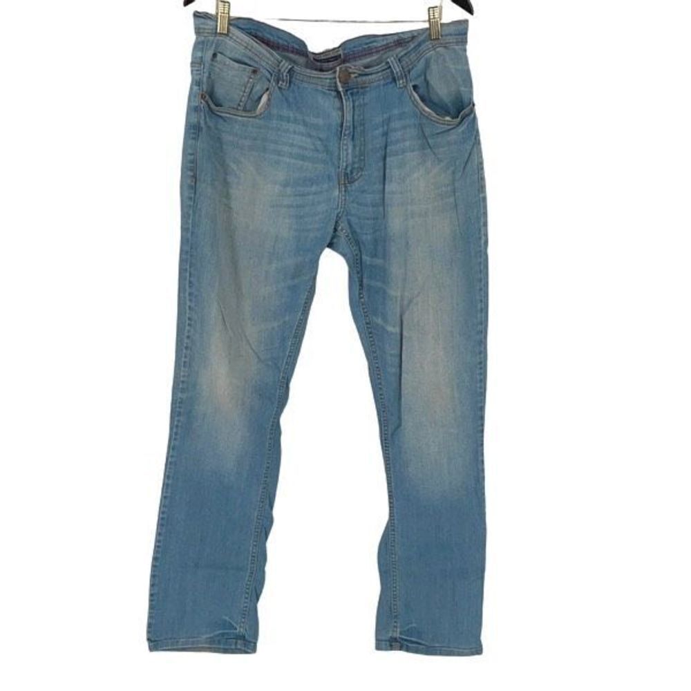 Urban Wave Corp‎ Mens Straight Jeans Denim Cotton Stretch Light Wash Blue 36x34